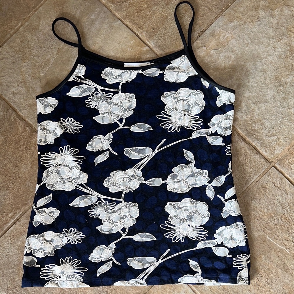 Anne Fontaine Navy and White Floral Camisole size 44